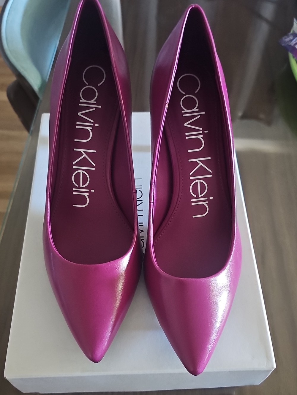 Calvin Klein Fuchsia Pointed Toe Leather Pumps
